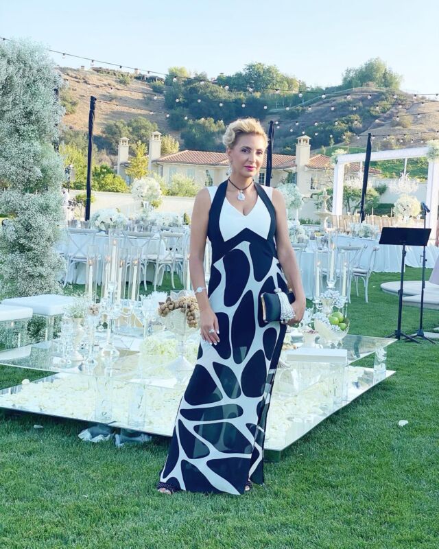 I get so emotional at weddings.  Wishing the beautiful bride & handsome groom a happy life together.  Watch my stories to see who my handsome date was. ❤️  ……  Dress & clutch: @lenardi_fashion: one of my favorite boutiques (a hidden gem) in #glendale offering a carefully curated collection of clothing and accessories from Italy. He rarely carries more than a few items in each size.  Hair & make-up: myself. I recommend styling with heated rollers instead of a curling iron.  Jewelry: borrowed from my dear Maman. I removed the diamond pendant that was on a chain and wore it with a black silk cord instead. And I made sure I tied it securely with a triple knot!!!  #sabisays #persianwedding #blackandwhite #sofrehaghd #weddingseason #californiaweddings #weddingstyle #outdoorwedding #weddingguest #longgown #madeinitaly #Italiandress #italianclutch #blackandwhitedress